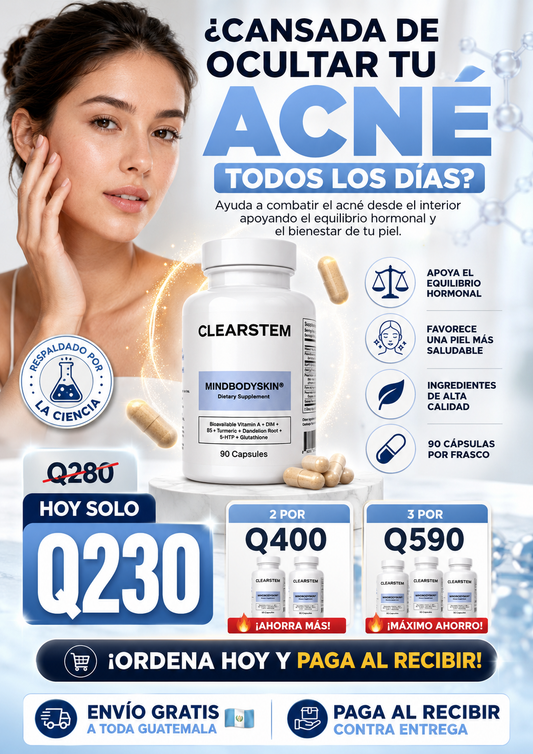 MINDBODYSKIN® Suplemento hormonal para eliminar el acné de raíz