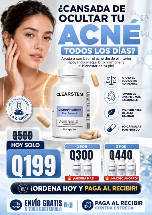 MINDBODYSKIN® Suplemento hormonal para eliminar el acné de raíz