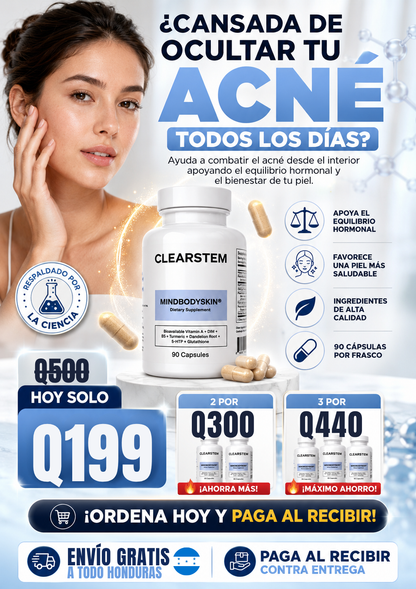 MINDBODYSKIN® Suplemento hormonal para eliminar el acné de raíz